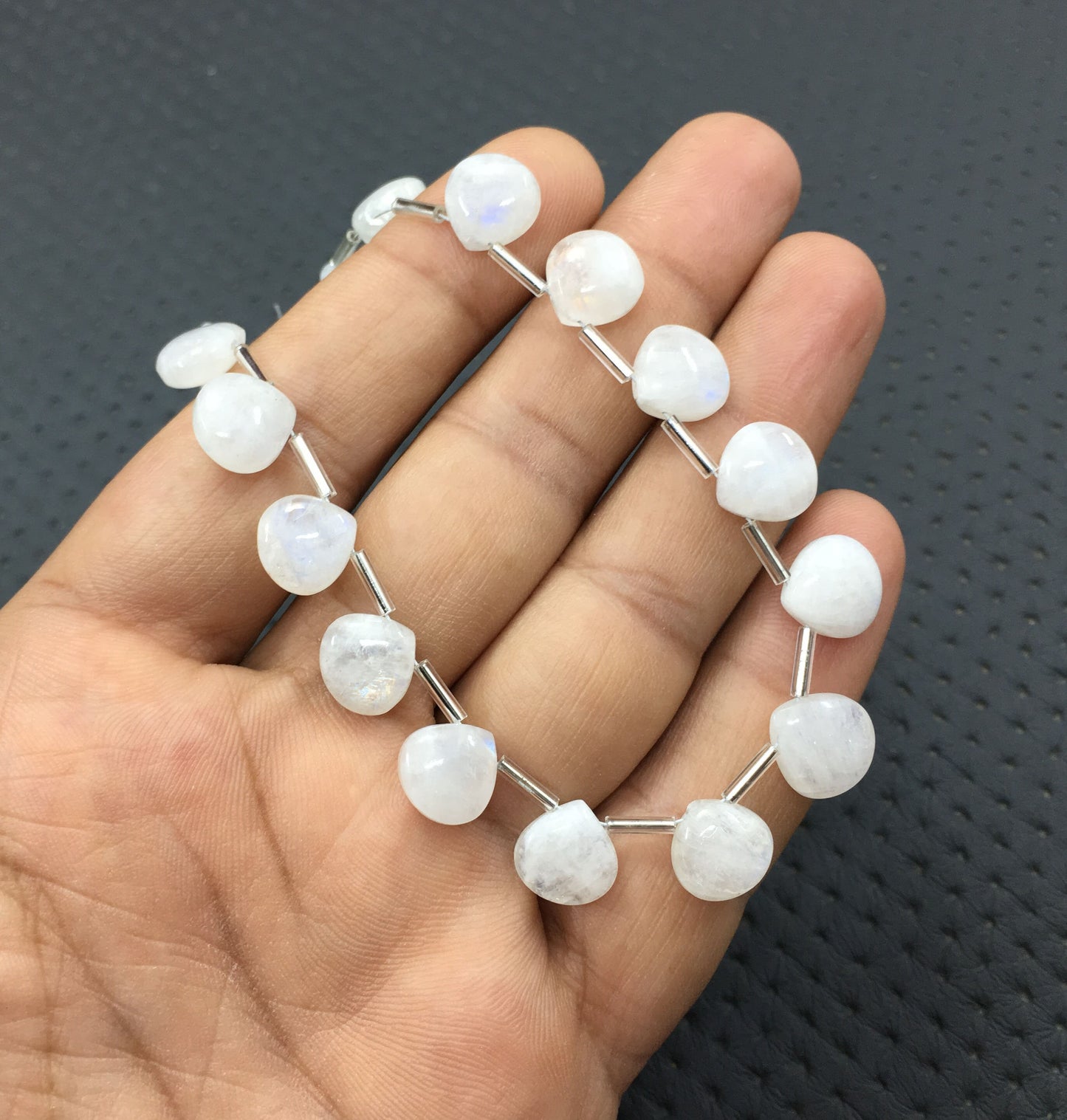 Best Quality 1 Strand 18 Pieces Natural Rainbow Moonstone Smooth Heart Shape Gemstone,Size 10 MM Blue Flashy Heart Making Jewelry, Wholesale