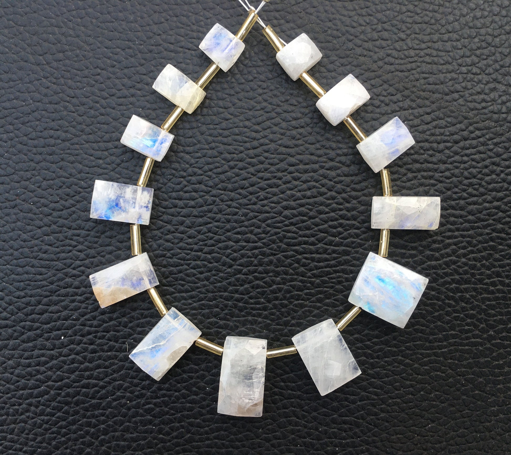 Exceptional Lovely Blue Fire Stone 13 Pieces Natural Rainbow Moonstone Size 6x8-12x17 MM Faceted Rectangle Shape Briolette Beads Blue Flash