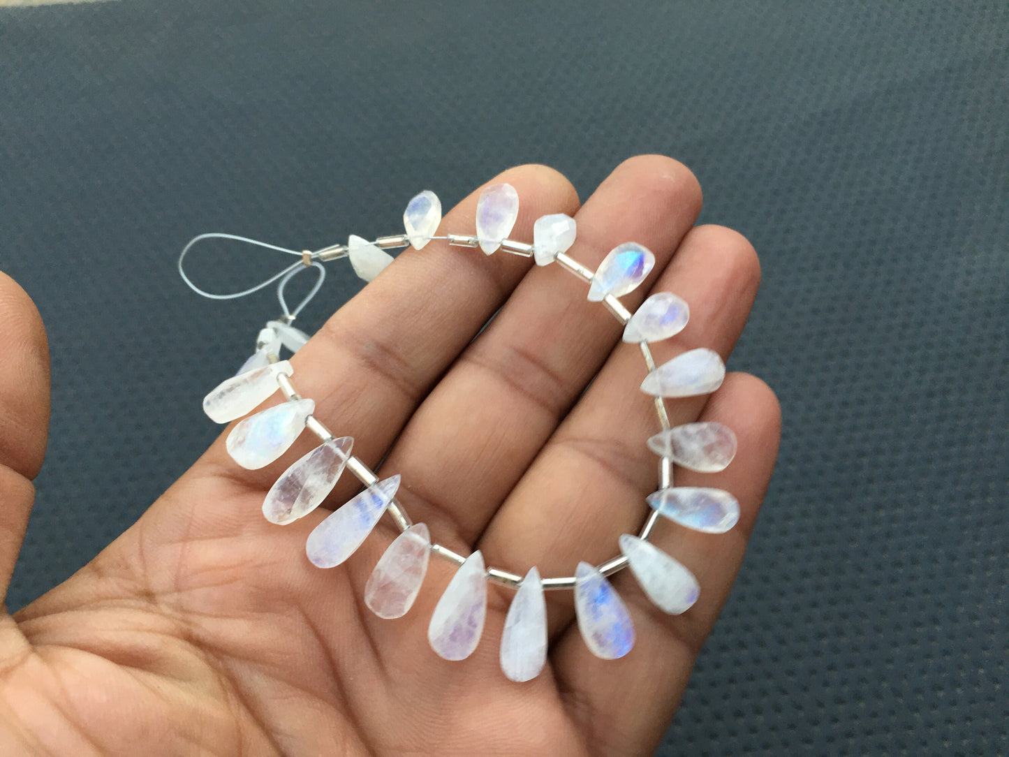 20 Pieces Flashy Beads Natural Rainbow Moonstone Gemstone Faceted Pear shape Briolette Bead Size 6x12-7x16 MM Moonstone Bead Making Jewelry