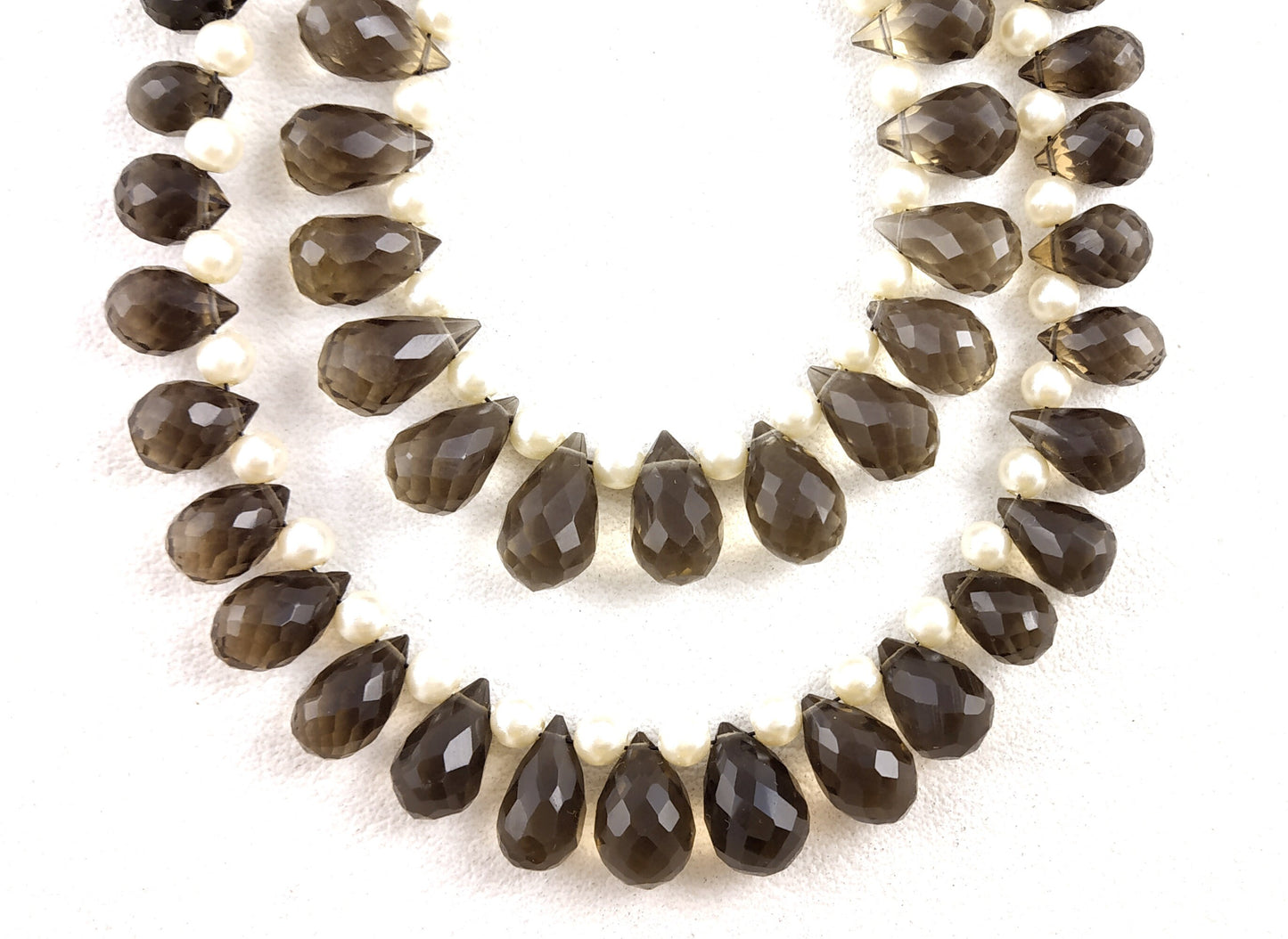 AAA Quality 1 Strand Natural Smoky Teardrop Shape, Micro Faceted Beads,Size 5.5x9-7.5x12 MM,21 Pieces Smoky ,Wholesale Price.