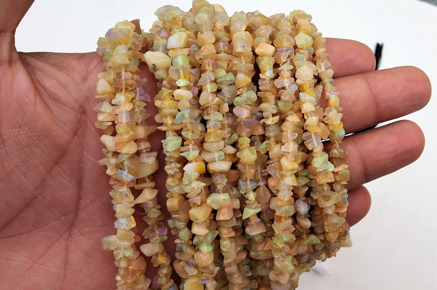 AAA Quality 14" Long Ethiopian opal Smooth Chips Beads Size 3-4 mm,Ethiopian Gemstone,Ethiopian Beads,Gemstone, Wholesale Price