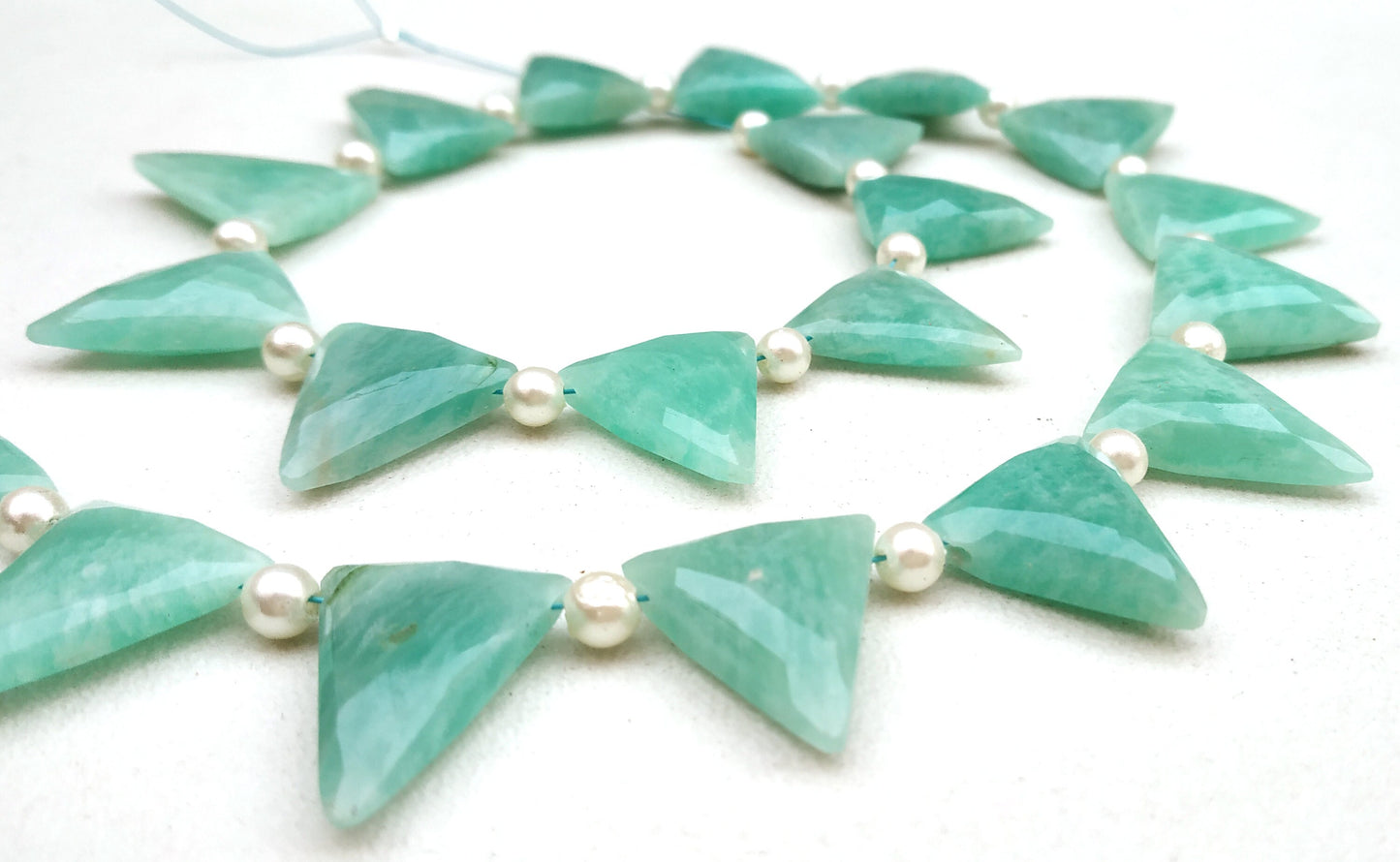 Awesome Quality 1 Strand Natural Amazonite Beads,Briolette Beads,Triangle Shape Faceted Gemstone,Size 14x14-15x17MM,20 Pieces,Wholesale