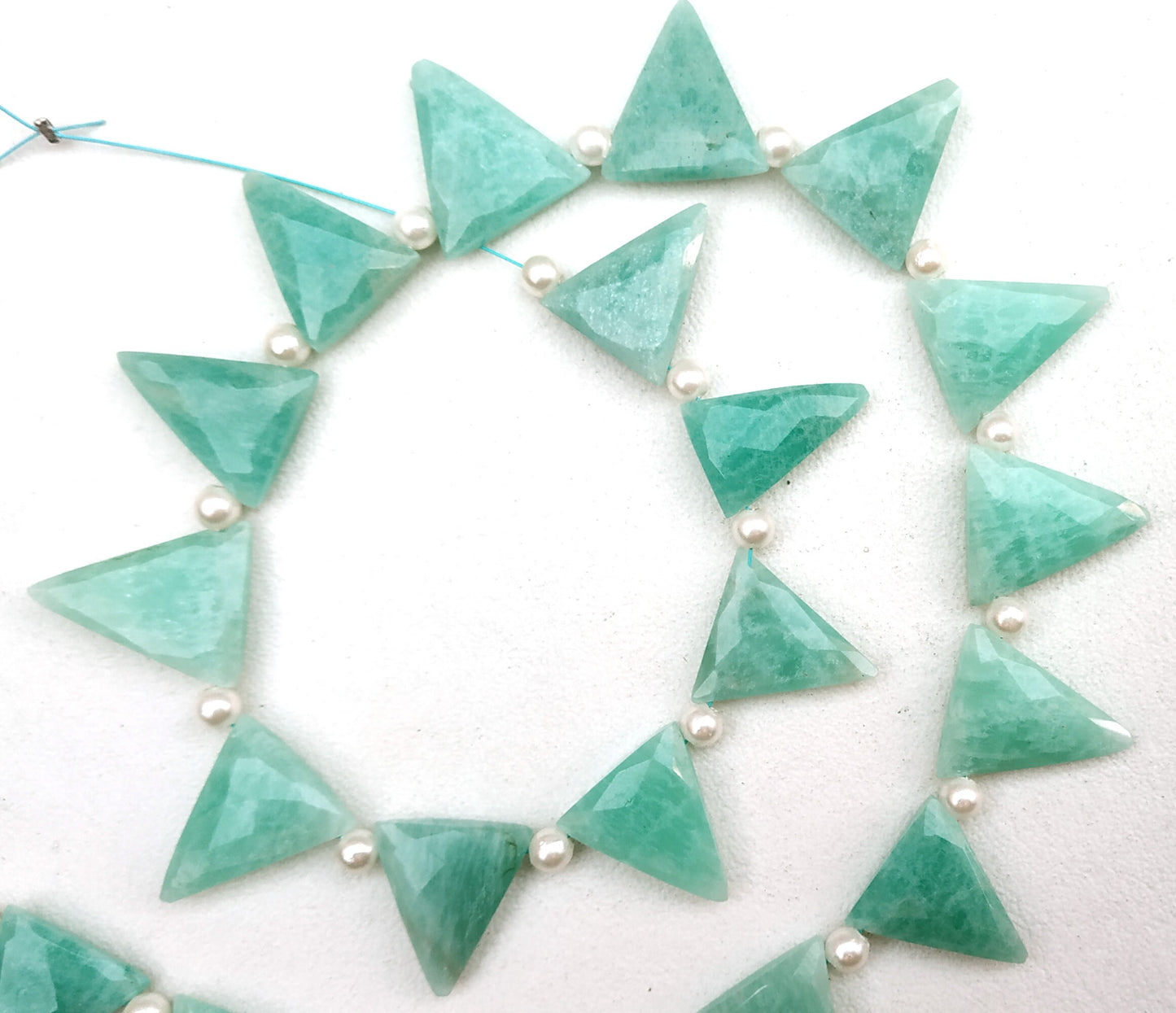 Awesome Quality 1 Strand Natural Amazonite Beads,Briolette Beads,Triangle Shape Faceted Gemstone,Size 14x14-15x17MM,20 Pieces,Wholesale