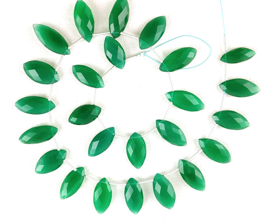 AAA Quality 1 Strand Natural Green Onyx Faceted,Marquise shape,Size 6x14.5-9.5x20.5 MM Approx ,Green Onyx Briolette,21 Pieces Wholesale