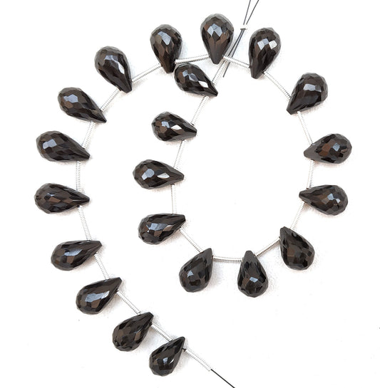 Best Quality 1 Strand Natural Black Spinel,Teardrop Shape,7x11-9x14 MM,Spinel Gemstone,Making Jewelry,21 Piece Faceted Spinel,Wholesale