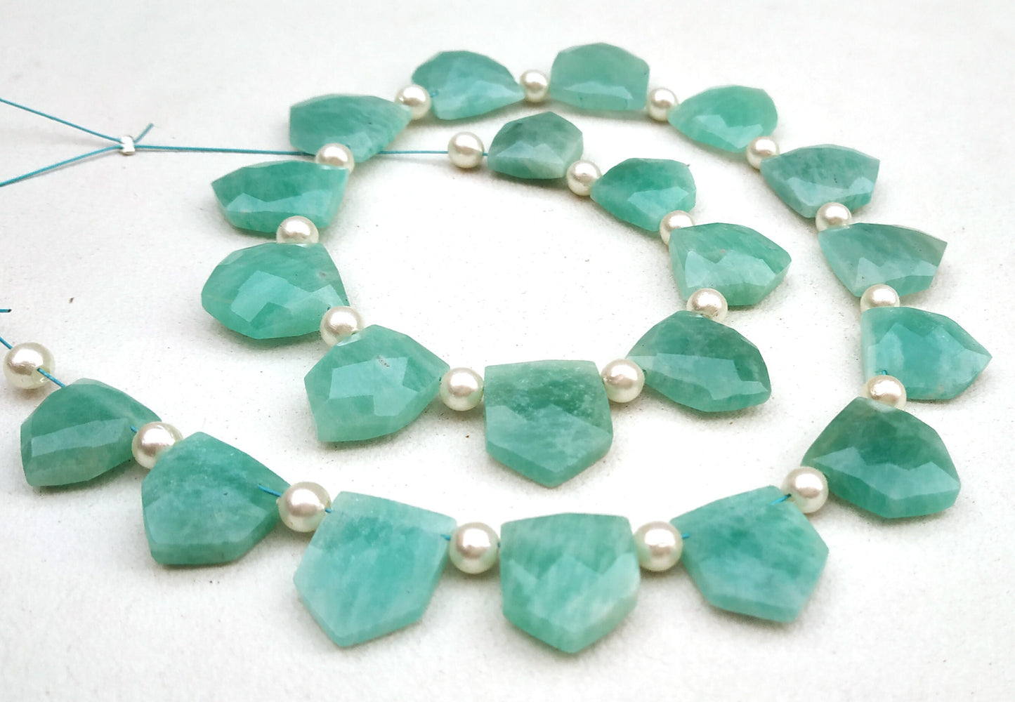 Awesome Quality 1 Strand Natural Amazonite Beads,Briolette Beads,Pentagon Shape Faceted Gemstone,Size 9x11-12x14MM,20 Pieces,Wholesale Price