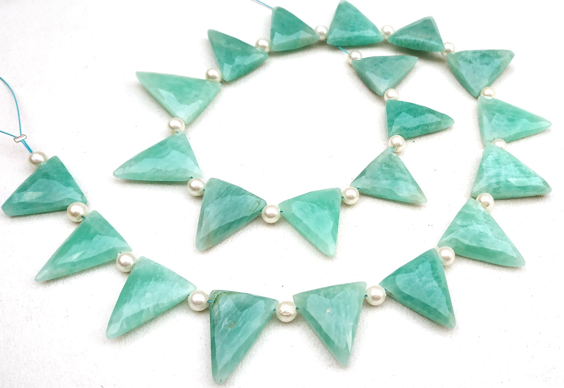 Awesome Quality 1 Strand Natural Amazonite Beads,Briolette Beads,Triangle Shape Faceted Gemstone,Size 14x14-15x17MM,20 Pieces,Wholesale