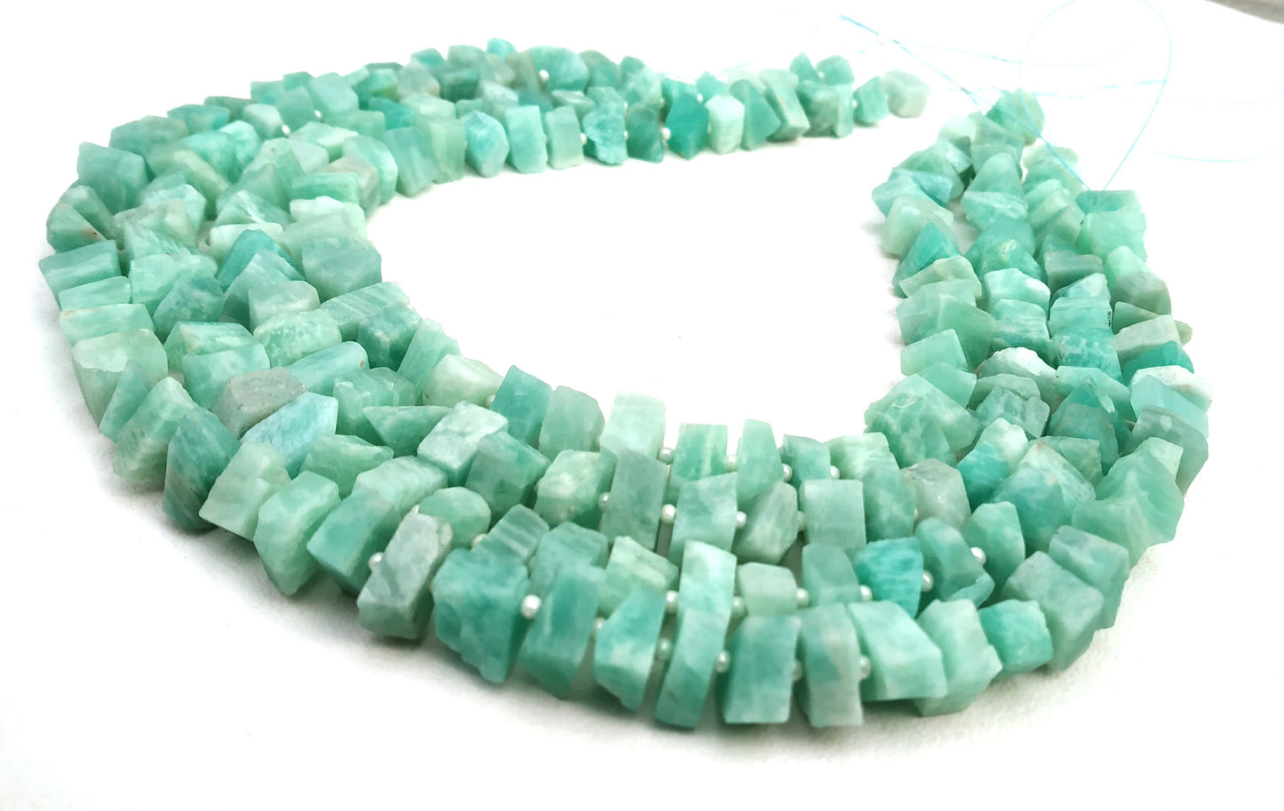 AAA Quality 1 Strand Natural Amazonite,50 Piece Rough Shape Amazonite,Size 6x8-7x9 MM Central Drilled Amazonite,Rough Stone Wholesale Price