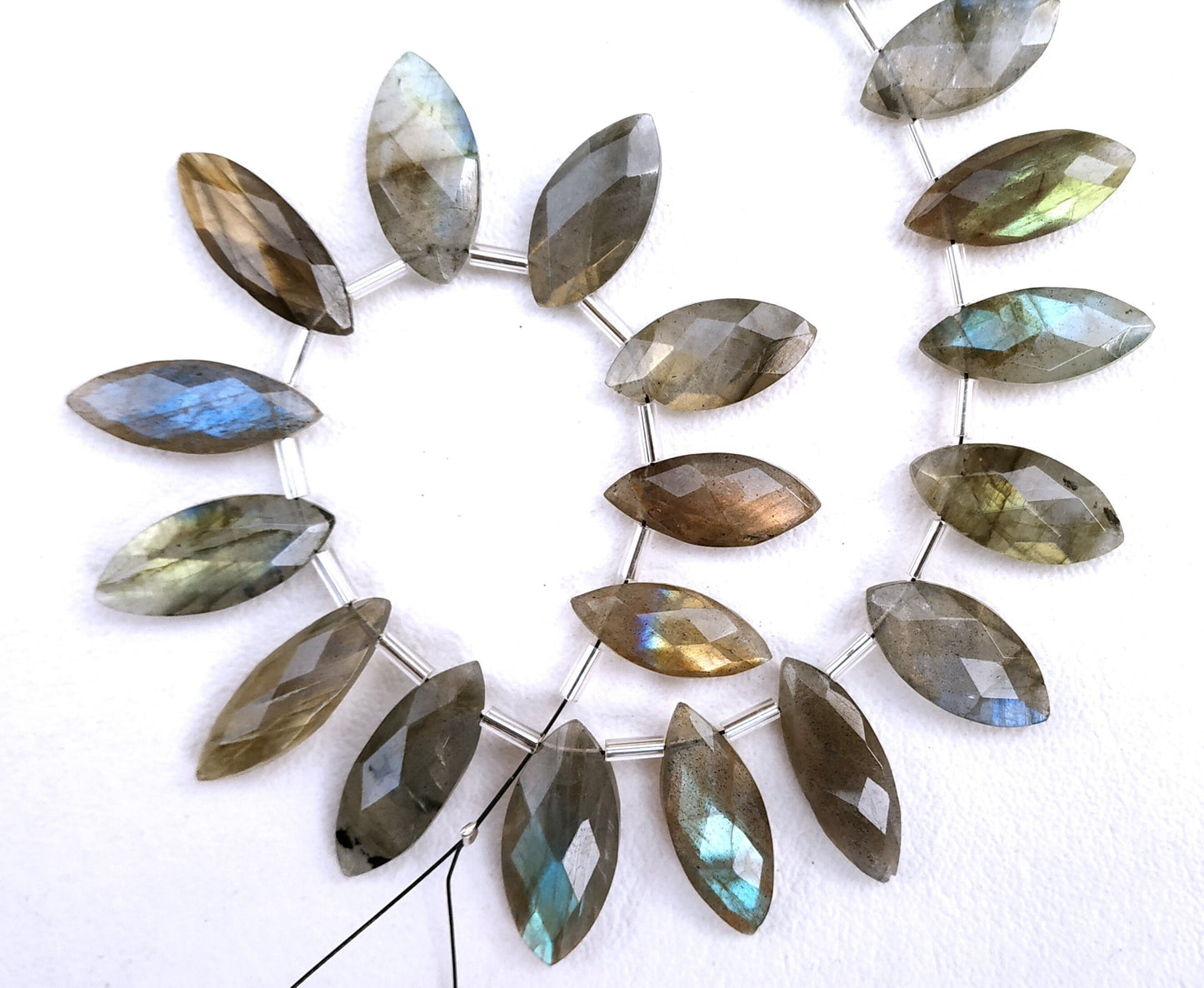 Awesome Quality 1 Strand Natural Labradorite Marquise Shape,Blue Flash Labradorite,Size 7x16-9x19 MM,21 Pieces Labradorite Beads,Wholesale