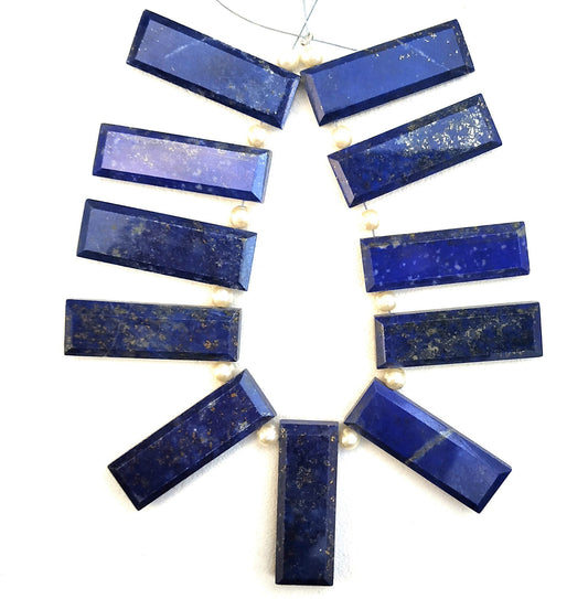 AAA Quality 1 Strand Natural Lapis, Rectangle Shape Lapis,Briolette Lazuli Beads,Size 10x29-11x30 MM,Faceted Lapis Lazuli ,Wholesale Price