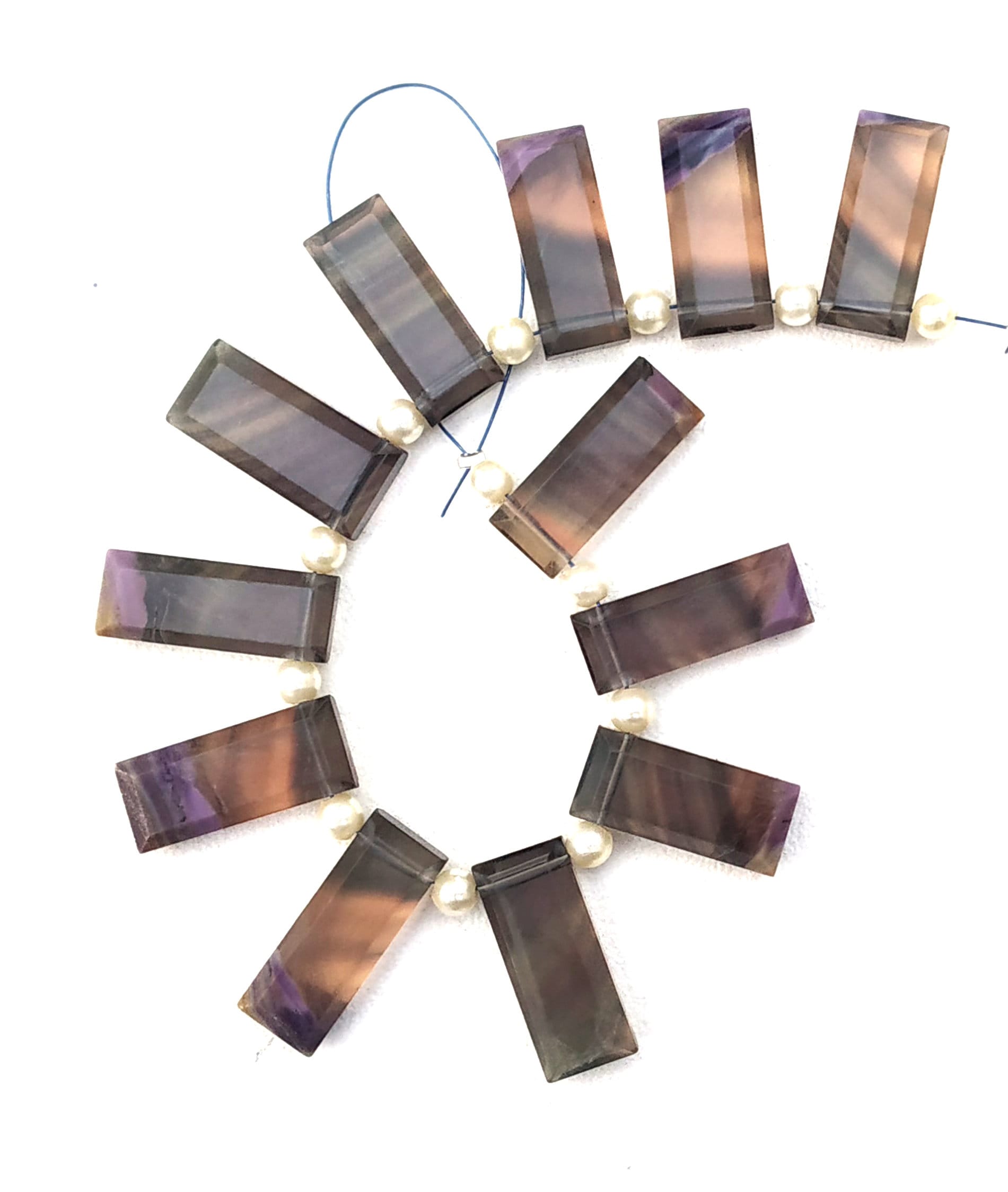 AAA Quality 1 Strand Natural Fluorite Gemstone,Rectangle Shape Briolette Beads,7x19-8x20 MM,Faceted Fluorite Beads,12 Pieces,Wholesale Price