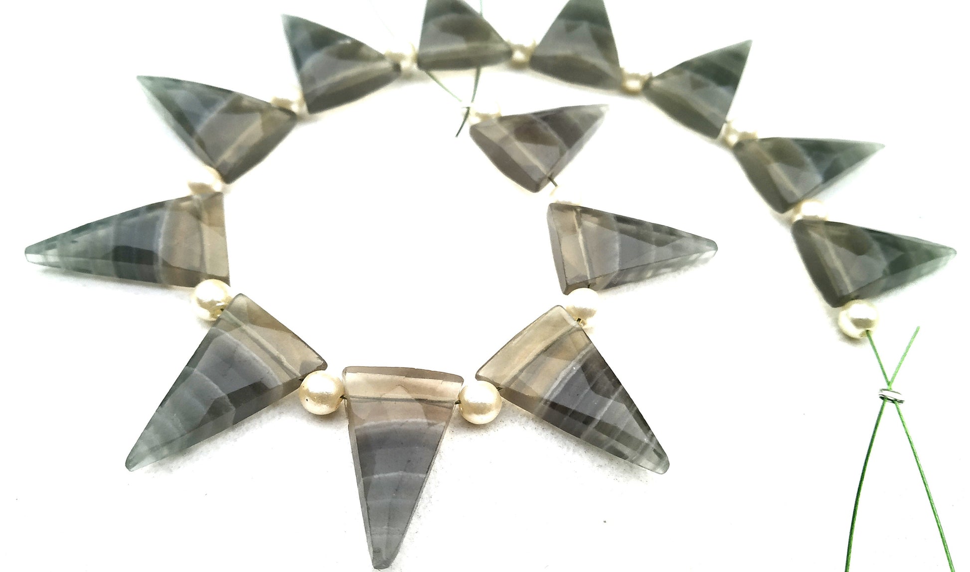 AAA Quality 1 Strand Natural Fluorite Gemstone,Triangle Shape Briolette Beads,10x17-12x19 MM,Faceted Fluorite Beads,13 Pieces,Wholesale Rate