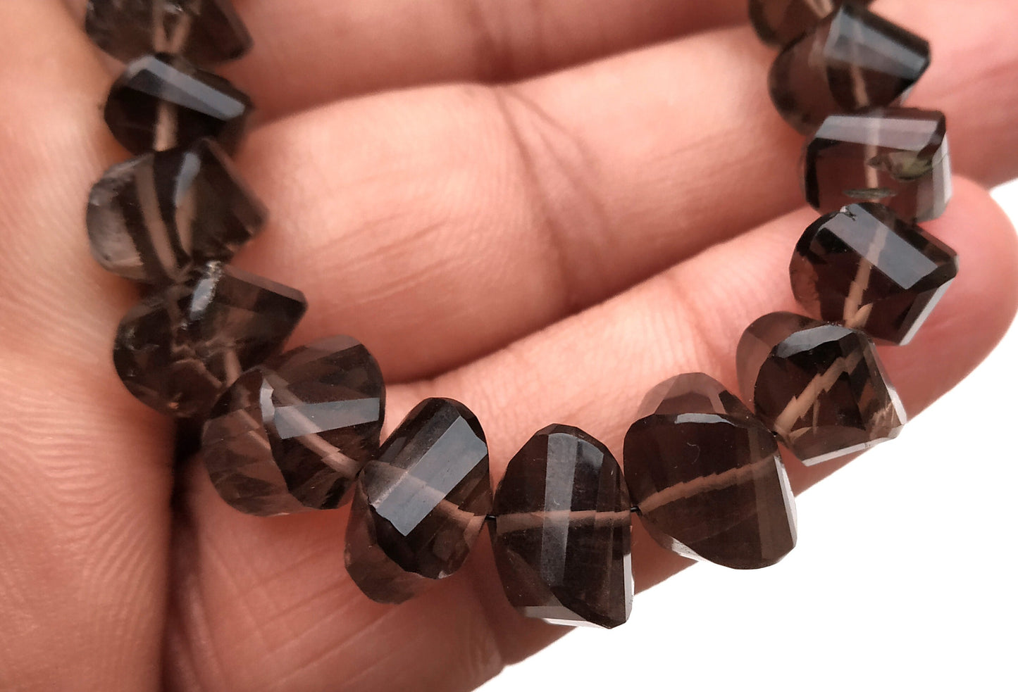 AAA Quality 1 Strand Natural Smoky Twested Shape,Faceted Twested Beads,Size 8-10 MM,21 Pieces Smoky Making Jewelry Wholesale Price