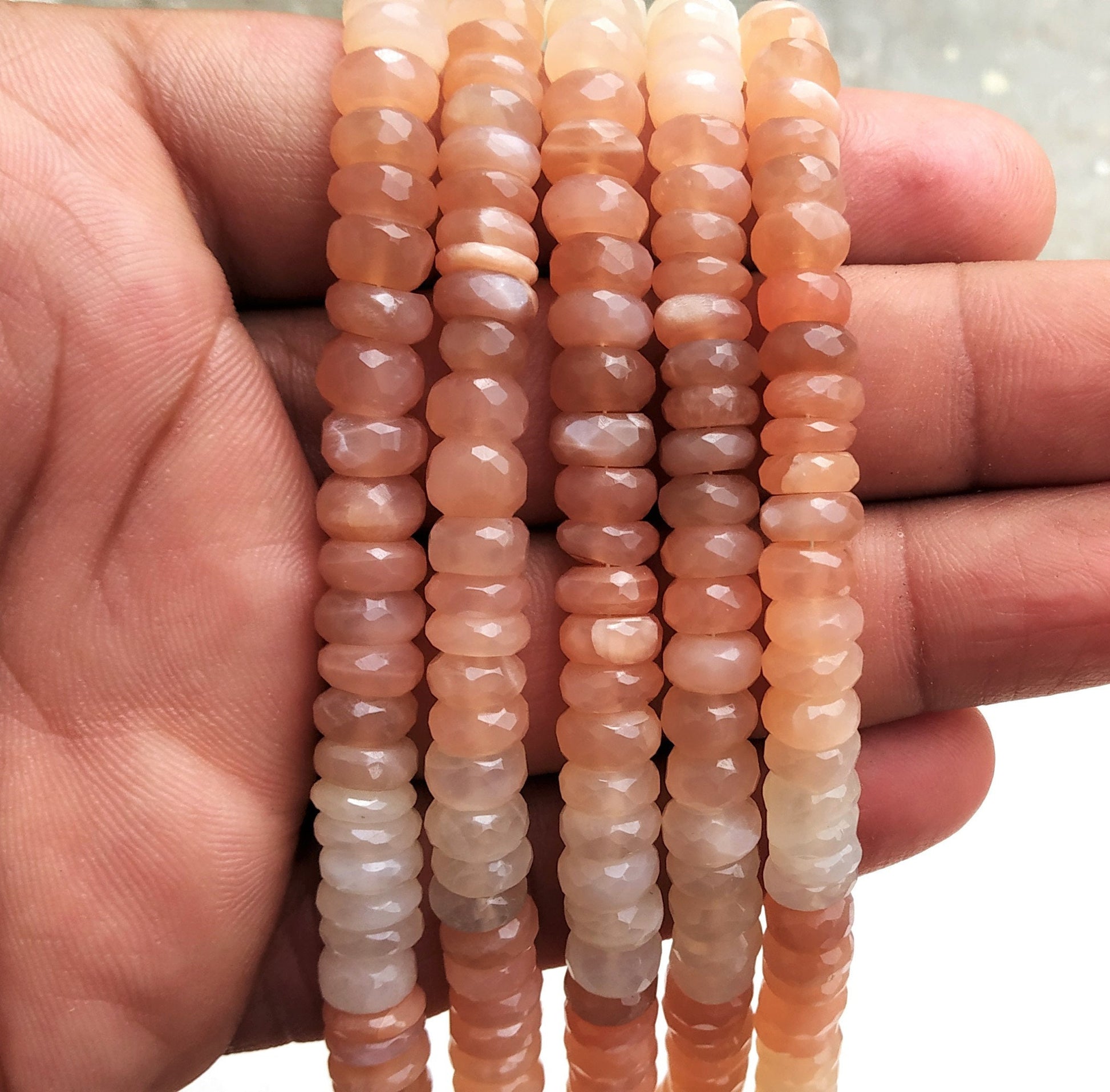 AAA Quality 1 Strand Natural Multi Moonstone Tyre Shape, Micro Faceted Rondelle Beads,Size 7-8 MM,7" Long Multi moonstone,Wholesale Price