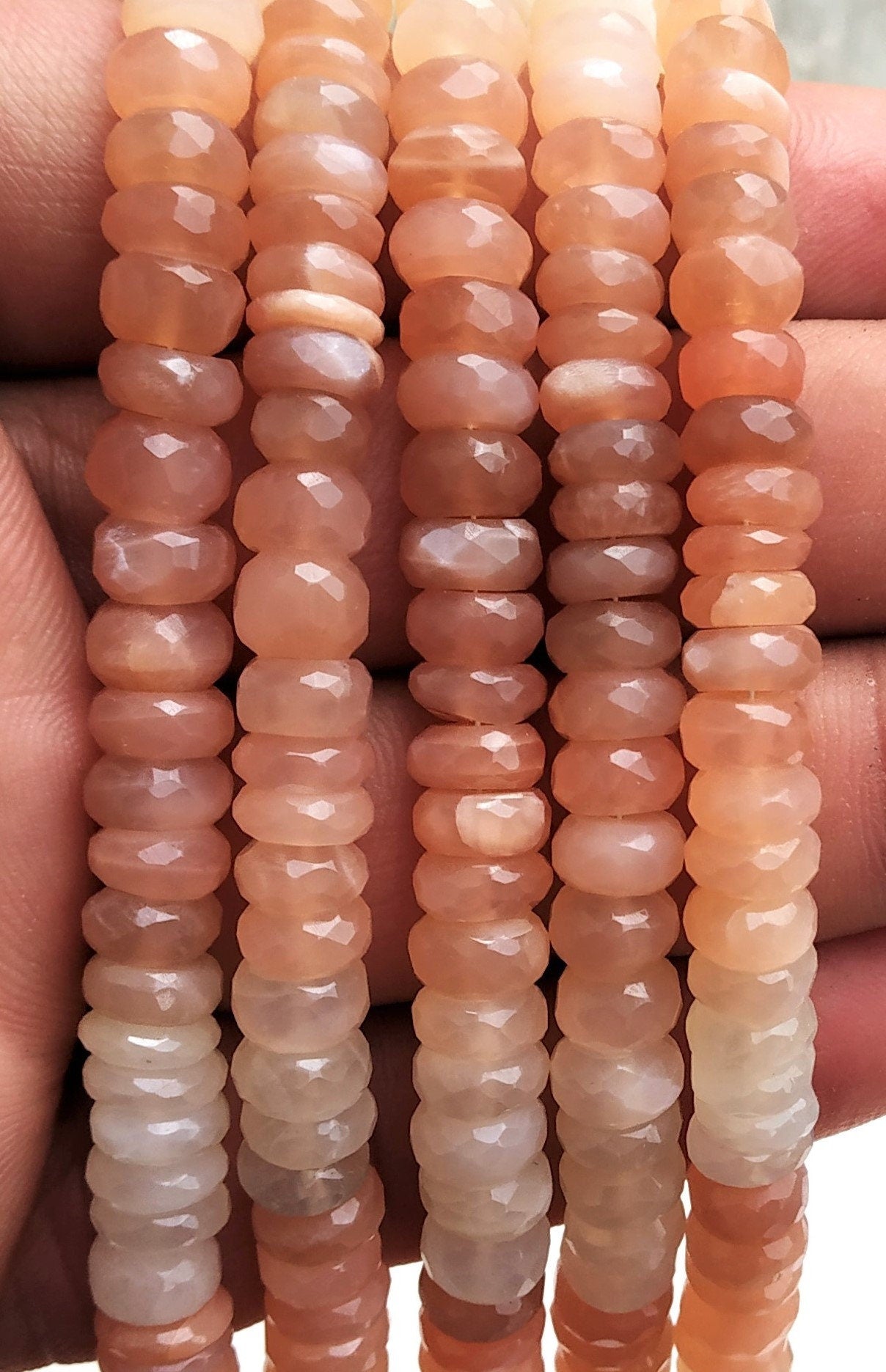 AAA Quality 1 Strand Natural Multi Moonstone Tyre Shape, Micro Faceted Rondelle Beads,Size 7-8 MM,7" Long Multi moonstone,Wholesale Price