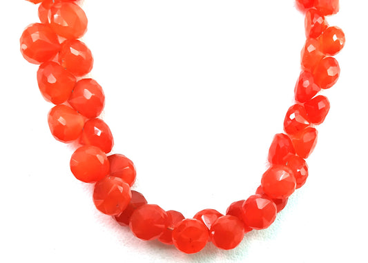 AAA Quality 1 Strand Natural Carnelian Onion Shape Beads,Carnelian Briolettes ,Faceted Beads, 9" Long Carnelian,Size 7-9 MM,Wholesale Price