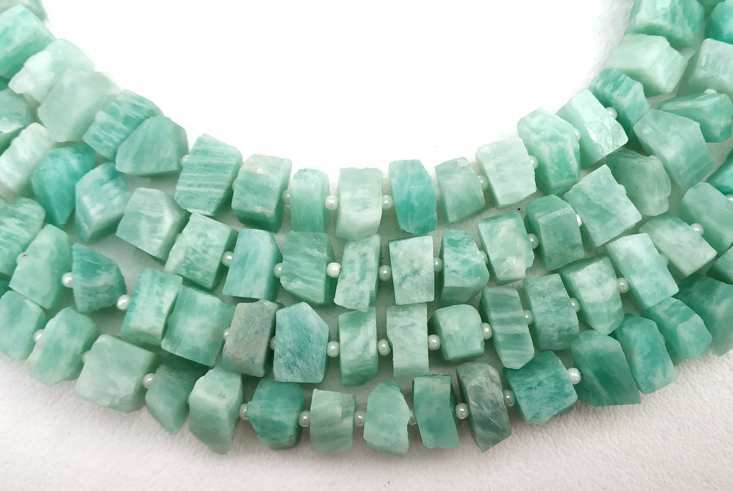 AAA Quality 1 Strand Natural Amazonite,50 Piece Rough Shape Amazonite,Size 6x8-7x9 MM Central Drilled Amazonite,Rough Stone Wholesale Price