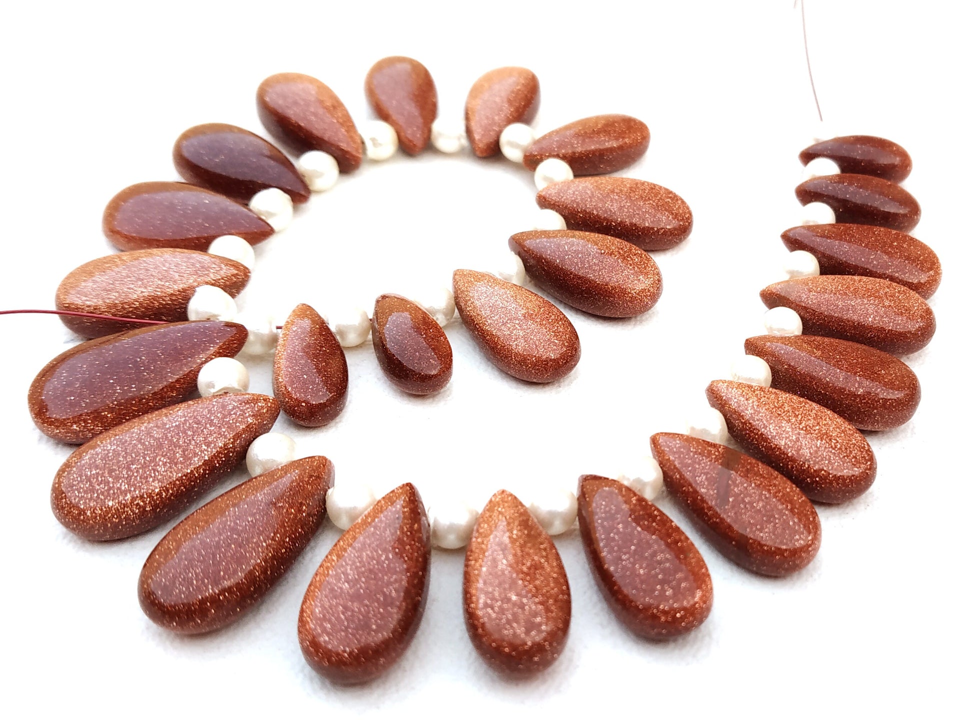 Awesome Quality 25 Pieces Red Sunstone, Size Approx 6x12-9x17 MM,side Drilled Sunstone,Smooth beads Sunstone,Pear Shape Wholesale Price