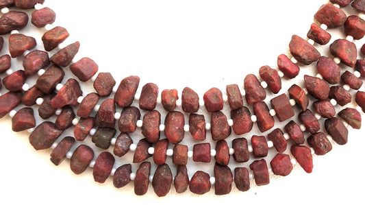 AAA Quality 1 Strand Natural 50 Piece Rough ,Size 6-8 MM Center Drilled Rough Stone, Untreated Raw Making Handmade Jewelry , Birthstone Raw