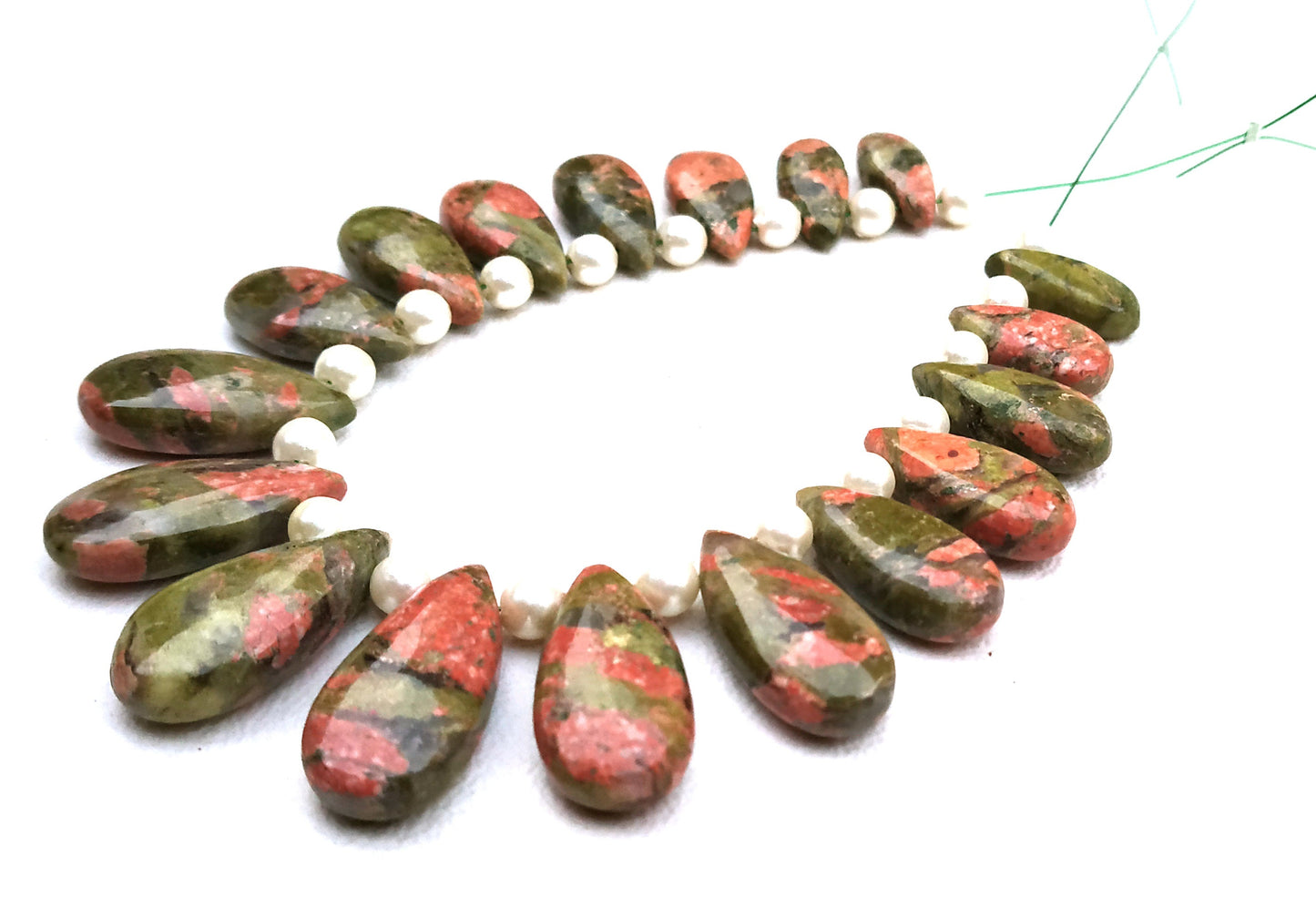 Best Quality 1 Strand Natural Unakite Jasper,Smooth Unakite jasper,Pear Shape,Jasper,5x13-9x18 MM Jasper Stone Beads,Wholesale Price