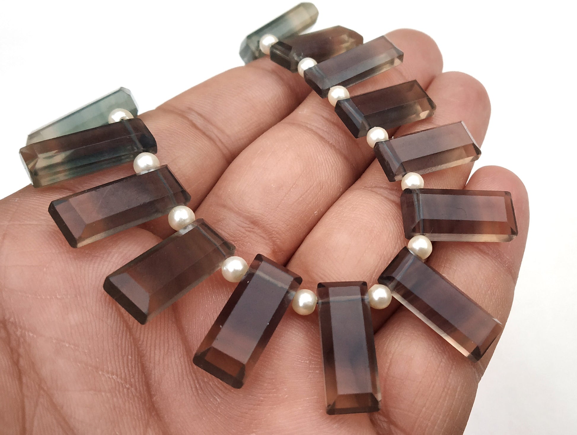 AAA Quality 1 Strand Natural Fluorite Gemstone,Rectangle Shape Briolette Bead,6.5x18-8x19 MM,Faceted Fluorite Beads,23 Pieces,Wholesale Rate