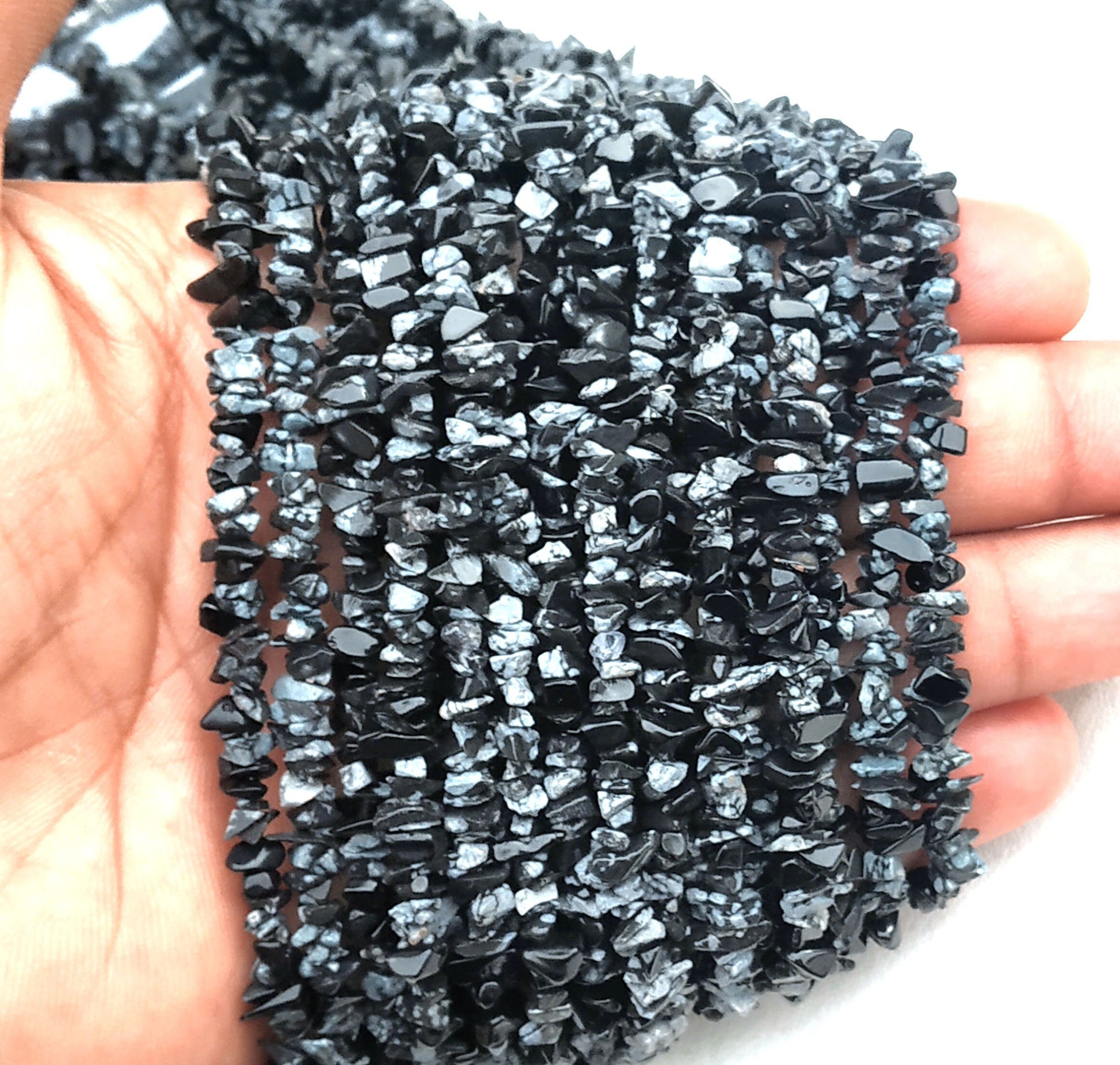 AAA Quality 16"Long Natural Obsidian Chips Beads,Uncut Chip Bead,4-7 MM,Polished Beads,Smooth Obsidian Chip Bead,Gemstone Wholesale Price