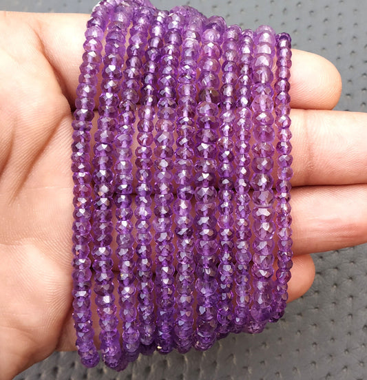 13" Inch Long Best Quality Natural Blue Amethyst,Rondelle Faceted Beads,Size 3.5-4 MM Approx Amethyst Beads,Amethyst Gemstone Wholesale