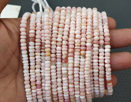 13" Inch Long Best Quality Natural Pink Opal,Rondelle Faceted Beads,Size 5 MM Approx Opal Beads,Pink Opal Gemstone Wholesale Rate