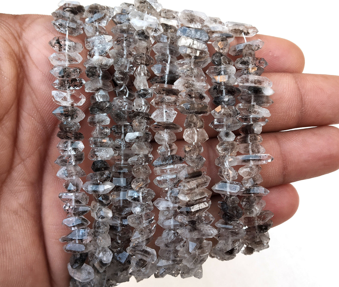 14.5"Inch Long Herkimer Diamond Quartz, Diamond Quartz,Birthstone,Beads 4x9-4.5x11 MM ,Center Drilled,Making Jewelry,Wholesale Price