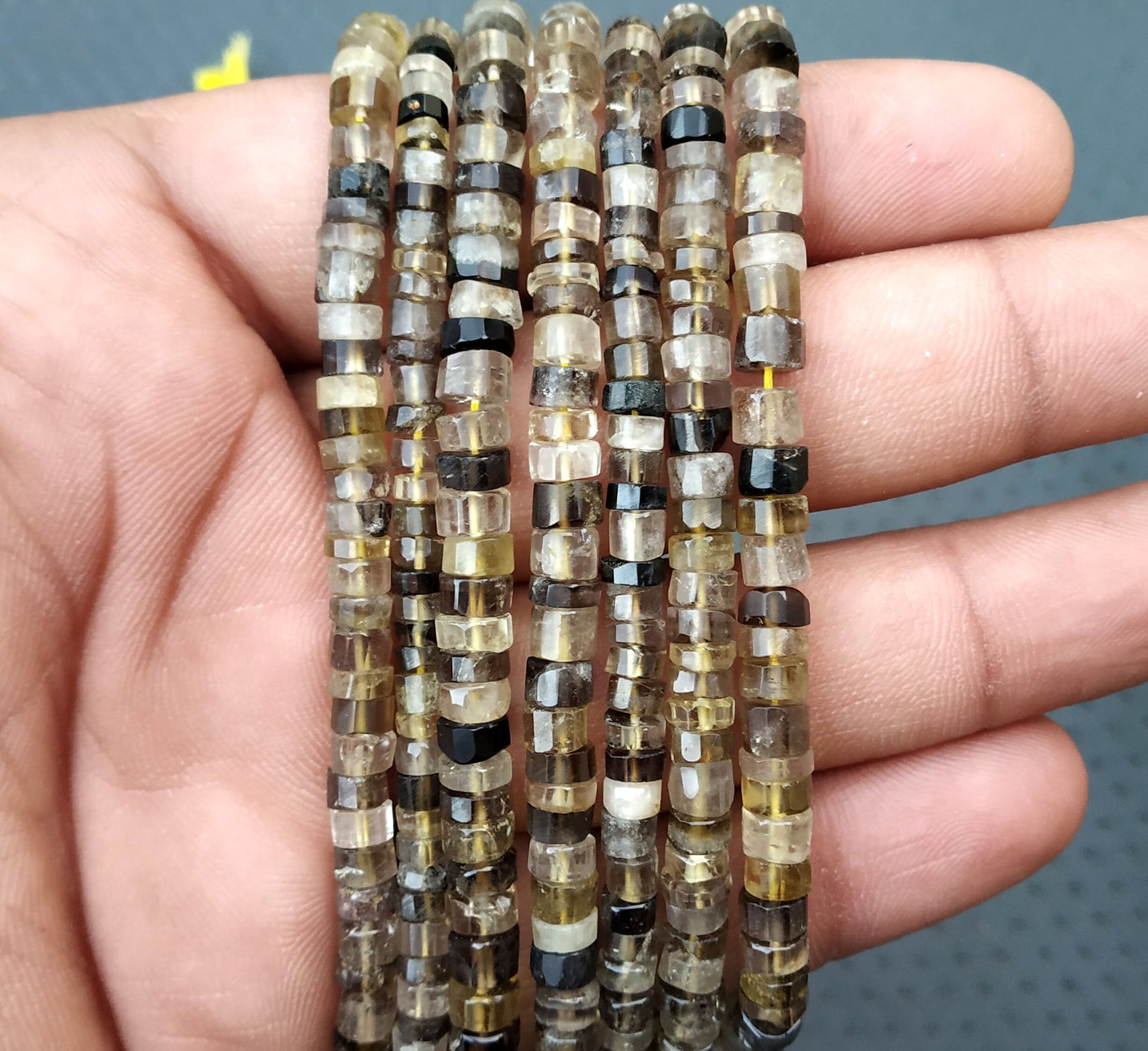 13" Inch Long Best Quality Natural Bio Lemon Tyre Faceted Beads,Size 5-5.5 MM Approx Lemon Beads,Bio Lemon Gemstone Wholesale Price