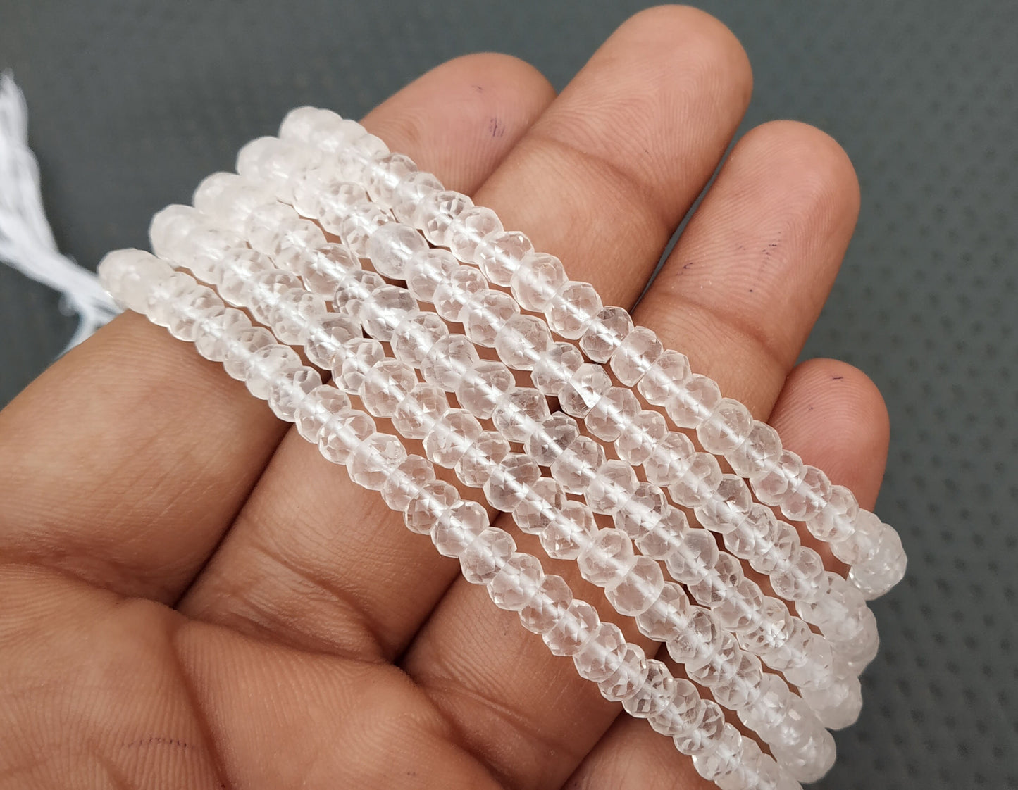 13" Inch Long Best Quality Clear Quartz Rondelle Beads,Quartz Faceted Beads,Size 5-5.5 MM, Making Jewelry,Crystal Beads Wholesale Price.