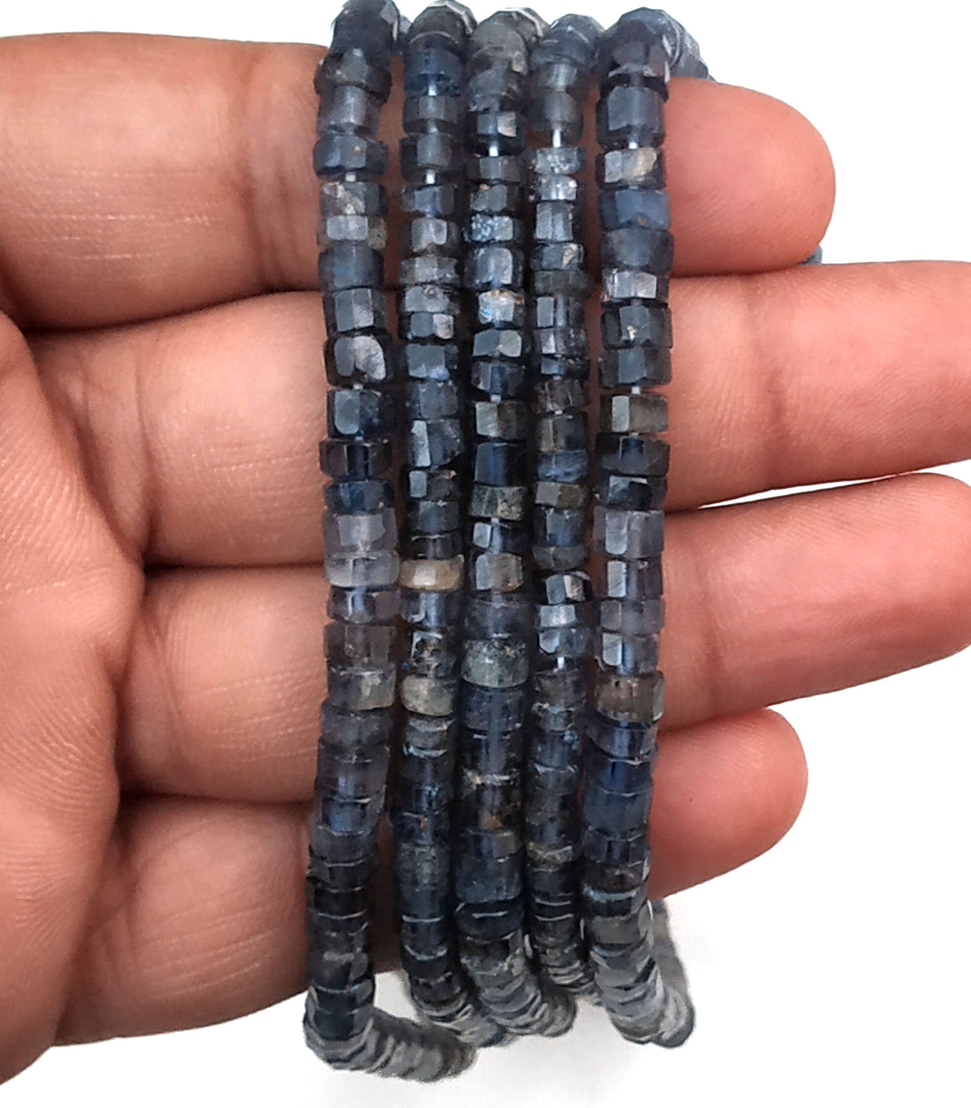 13" Inch Long Natural Iolite Gemstone,Tyre Beads,Faceted Beads Iolite,Size 4.5-5 MM,Micro Beads Making Jewelry handmade Wholesale Price