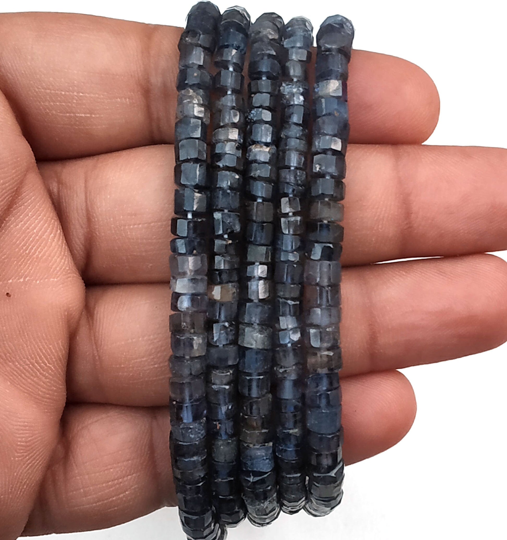 13" Inch Long Natural Iolite Gemstone,Tyre Beads,Faceted Beads Iolite,Size 4.5-5 MM,Micro Beads Making Jewelry handmade Wholesale Price