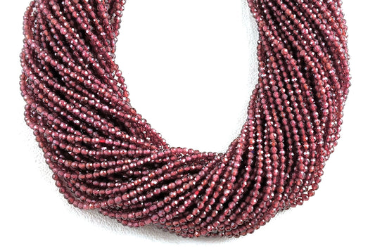 AAA Quality 12.5"Long Natural Garnet Rondelle Beads,Micro Faceted Bead,Size 2.5 MM Garnet Gemstone,Faceted Roundelle Beads,Wholesale Price