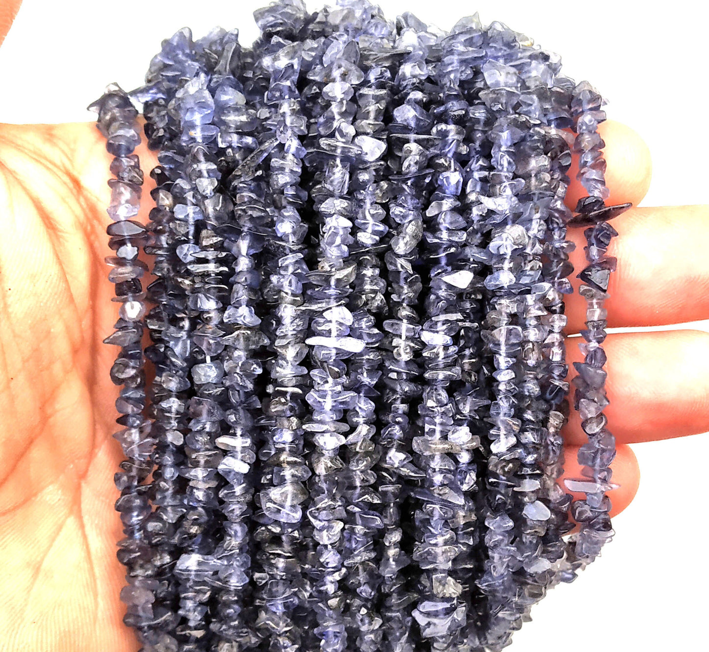 AAA Quality 16"Long Natural Iolite Chips Beads,Uncut Chip Bead,4-5 MM,Polished Beads,Smooth lolite Chip Bead,lolite gemstone Wholesale Rate