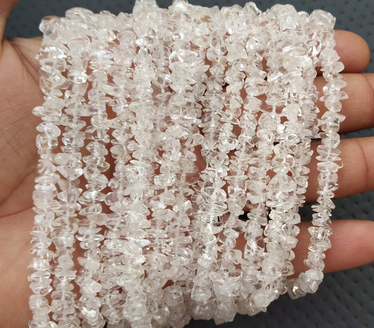 AAA Quality 16"Long Natural Clear Quartz Chips Beads,Uncut Chip Bead,5-7 MM,Polished Bead,Smooth Clear Quartz Chip Bead,Gemstone Wholesale