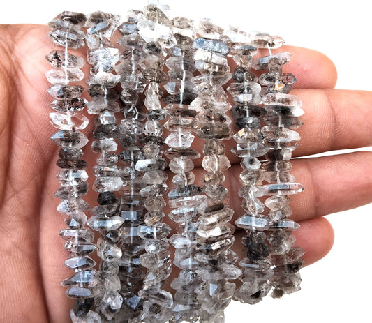 14.5"Inch Long Herkimer Diamond Quartz, Diamond Quartz,Birthstone,Beads 4x9-4.5x11 MM ,Center Drilled,Making Jewelry,Wholesale Price