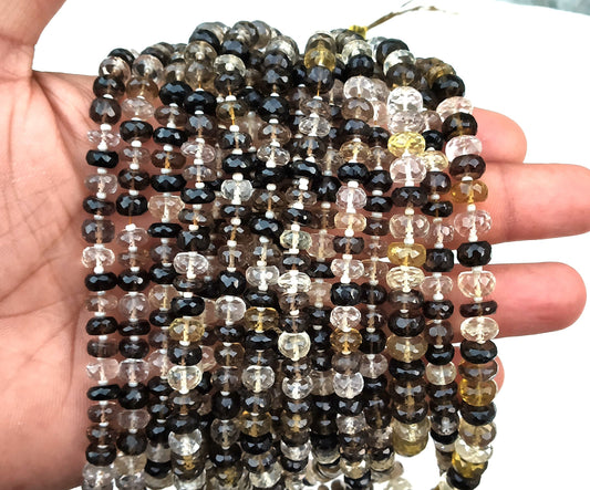 13" Inch Long Best Quality Natural Bio Lemon Rondelle Faceted Beads,Size 6.5-7 MM Approx Lemon Beads,Bio Lemon Gemstone Wholesale Price