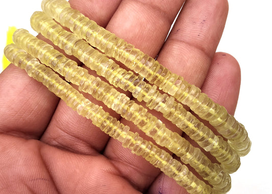 13" Inch Long Best Quality Natural Lemon Tyre Smooth Beads,Size 5-6 MM Approx Lemon Beads,Lemon Quartz Gemstone Wholesale Price