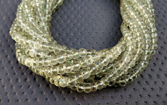 13" Inch Long Natural Green Amethyst Rondelle faceted Beads,Amethyst Beads,6-9 MM Beads,Green Rondelle Gemstone,Making Jewelry Wholesale