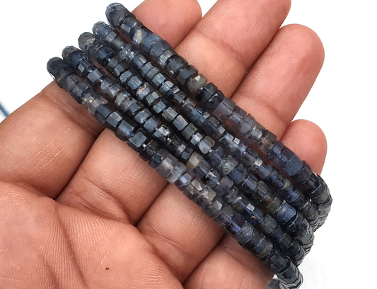 13" Inch Long Natural Iolite Gemstone,Tyre Beads,Faceted Beads Iolite,Size 4.5-5 MM,Micro Beads Making Jewelry handmade Wholesale Price