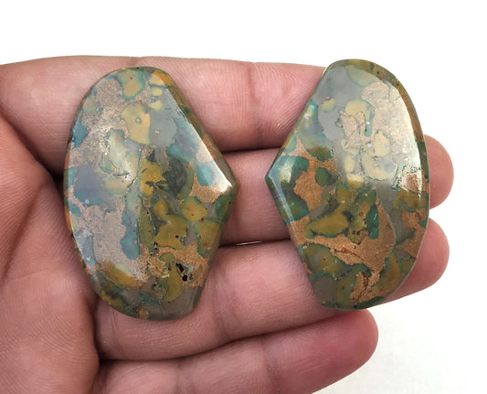 AAA Quality Wholesale Factory Price 2 Piece Natural Fruit Jasper Cabs,Designer Fancy Shape Cabs,Size 31x47 MM,Loose Gemstone,Making Jewelry