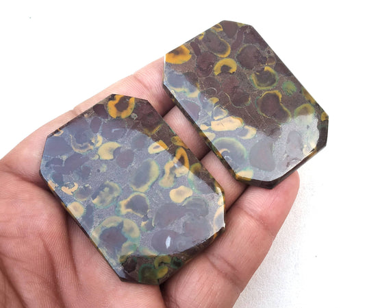 Super Quality 2 Piece Natural Fruit Jasper Cabochon,Fancy Shape Cabs,Fruit Jasper Loose Gemstone,Size 38x54 MM Making Jewelry Wholesale Rate