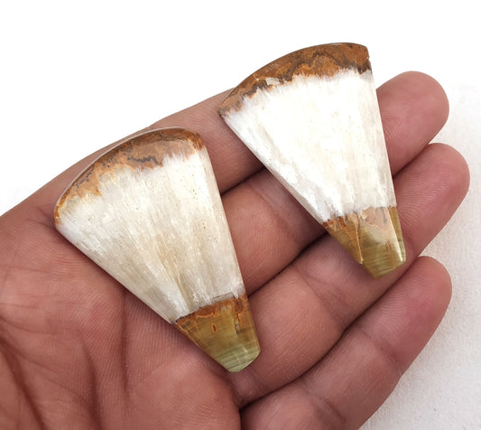 Amazing Super Quality 2 Piece Natural Agate Cabochons,Fancy Shape Cabs,Loose Agate Gemstone,Size 34x49 MM Making Jewelry Wholesale Price