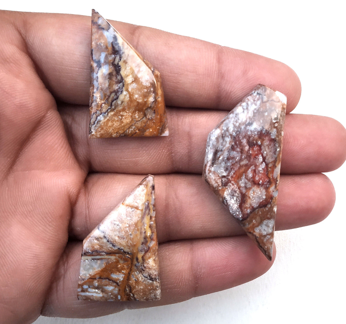 Very Nice Collection 3 Pieces Natural Ocean Jasper,Fancy shape Cabochon,Size 18x30-20x46 M,Loose Gemstone Cabochon,Making Jewelry Wholesale