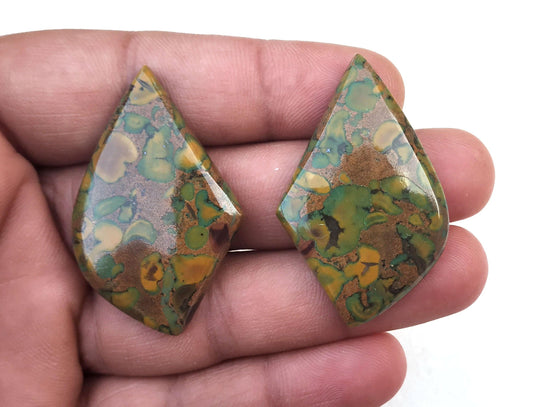 Fantastic Quality 2 Pieces Natural Fruit Jasper Cabochons,Designer Fancy Shape Cabs,Size 27x44 MM,Fruit Jasper Loose Gemstone,Making Jewelry