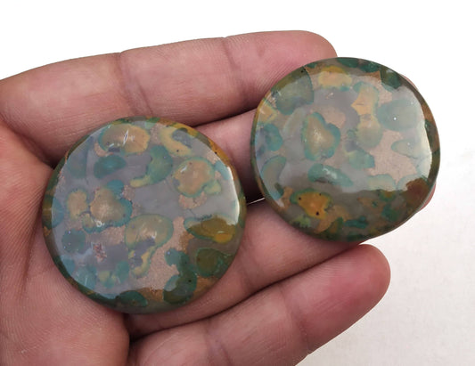 Winter Offer Sale 2 Pieces Natural Fruit Jasper Cabochons,Round Shape Cabs,Fruit Jasper Loose Gemstone,Size 34 MM Making Jewelry Wholesale