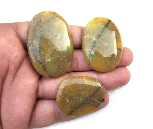 Exclusive Top Offer 3 Pieces Natural Yellow Aventurine Gemstone,Oval Shape,Smooth Cabochon,Size 29x36 MM Approx,Yellow Aventurine Wholesale