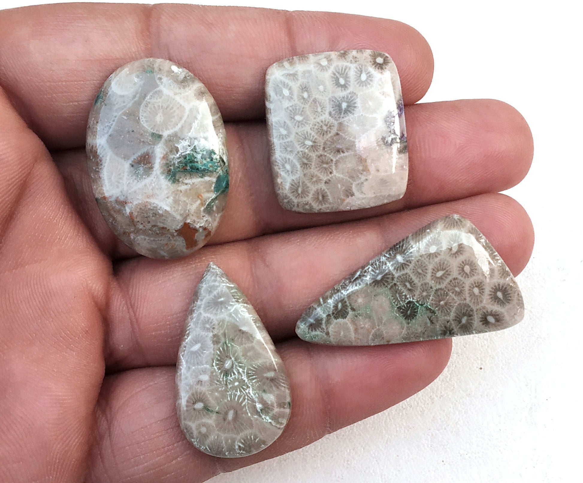 Very Nice Collection 4 Pieces Natural Ocean Jasper,Multi Shape Cabochon,Printed Cabochon,Smooth Designer Cabs Making Jewelry Wholesale Price