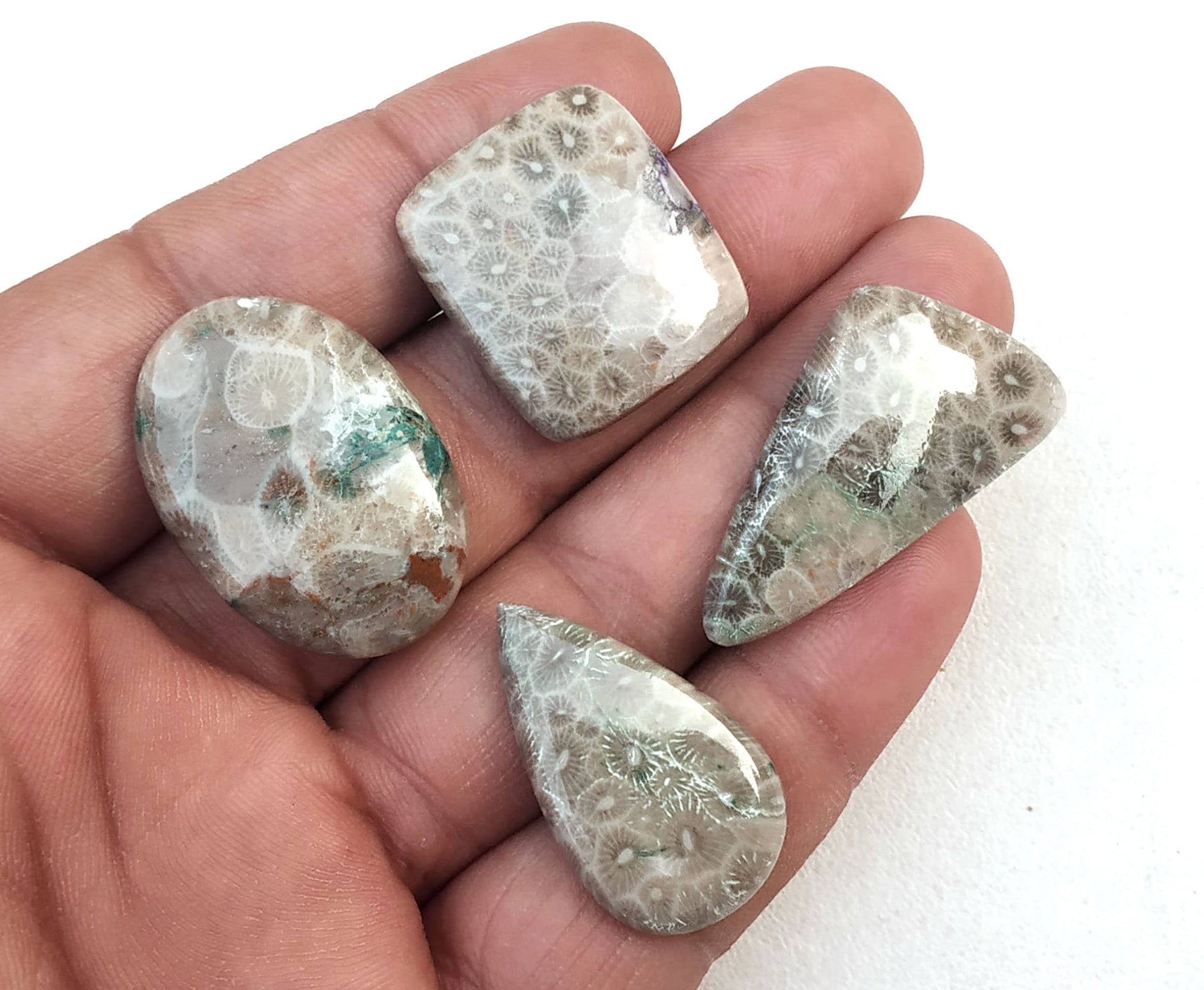 Very Nice Collection 4 Pieces Natural Ocean Jasper,Multi Shape Cabochon,Printed Cabochon,Smooth Designer Cabs Making Jewelry Wholesale Price